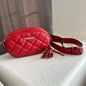 Aldo red quilted belt bag cross body bag